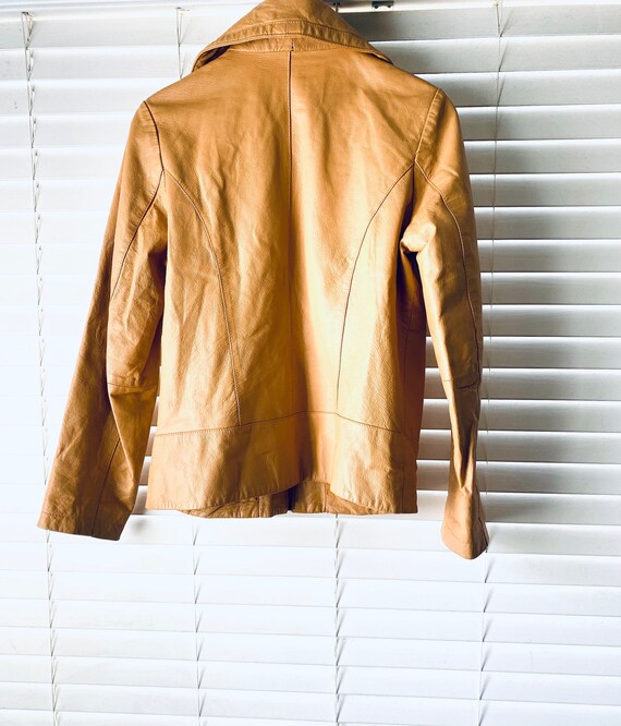 Faded Glory Vintage Tan Genuine Leather Motorcycle Jacket Etsy