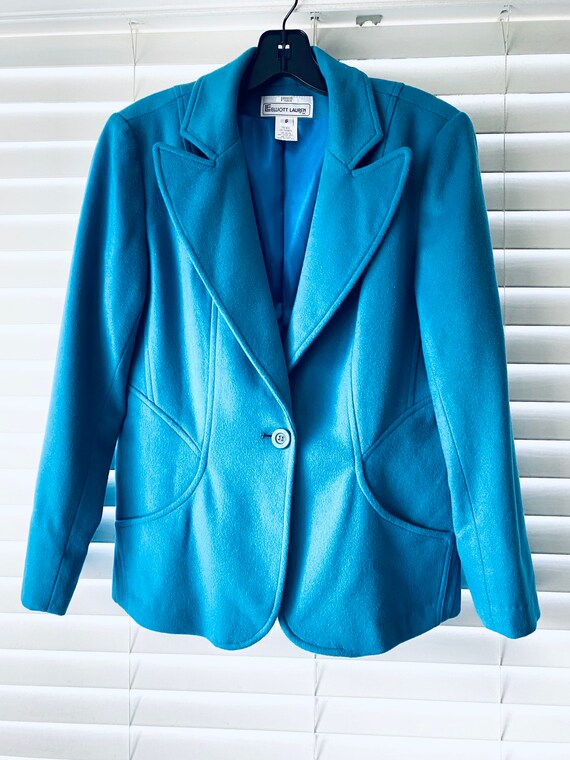 80s Elliott Lauren Cerulean Blue Wool Cashmere Blend … - Gem