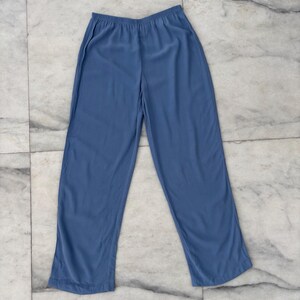 Vintage Carole Little Pants Trouser Blue Elastic Waist Pull On High Rise Womens 12 USA