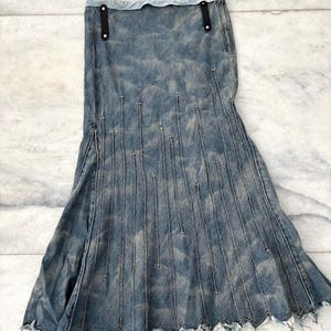 Mini-jupe Denim Girbaud Asymétrique Volants - Taille 40, Style Boho Chic Y2K