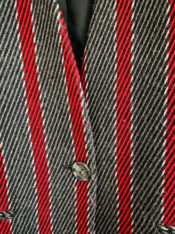 Cappagallo 80s Vintage Red & Gray Striped Wool Co… - image 6