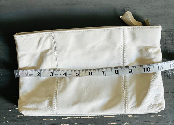 Vintage Genuine Leather Off White Color Clutch Bag - image 6