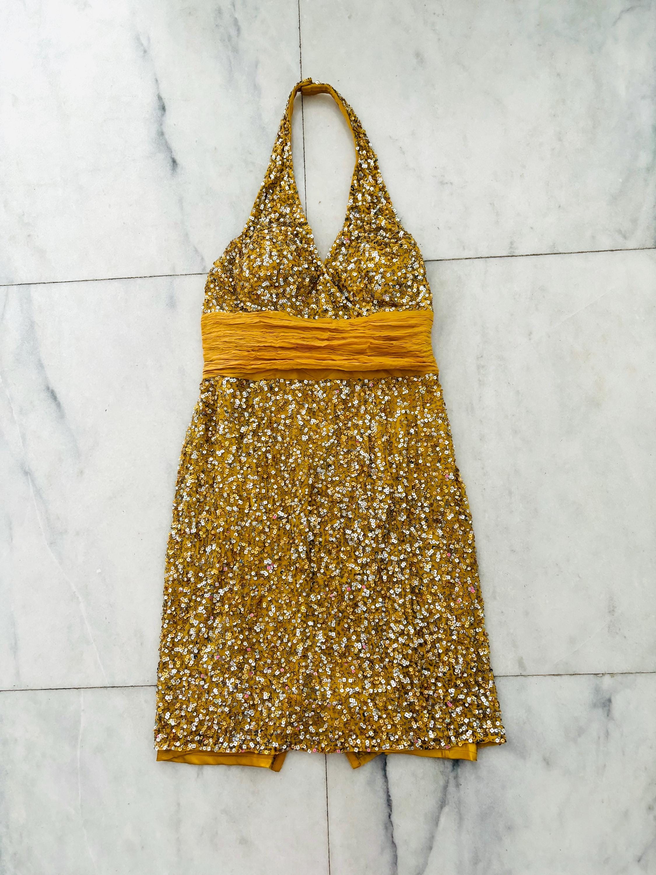 70s Disco Dress Gold - Etsy