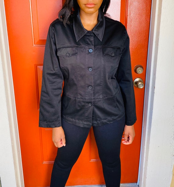 90’s Black Military Jacket, Vintage Anne Carson J… - image 1