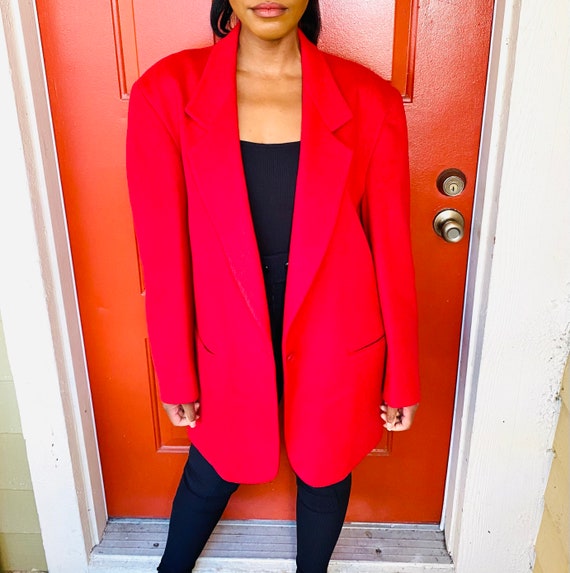 80s L.L. Bean Red Wool Oversized Blazer 80s Vintag