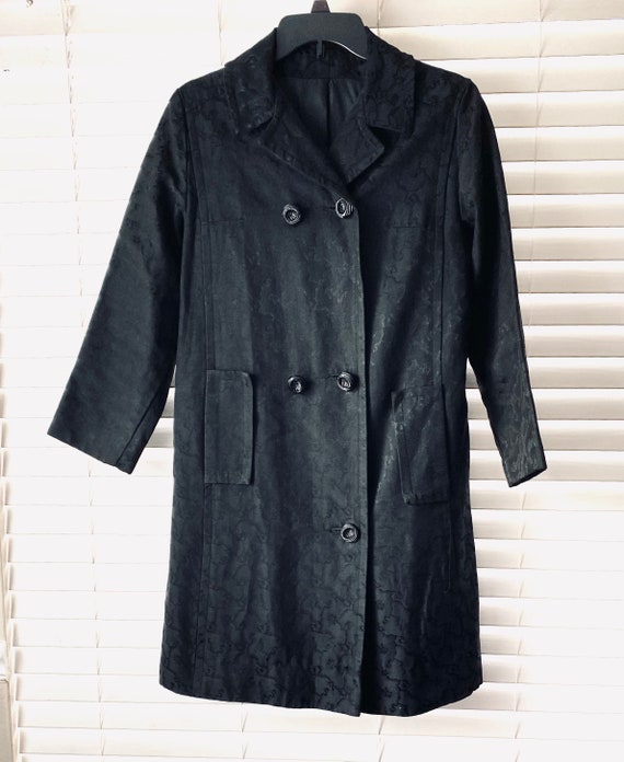 80s Vintage Black Wool Double Breasted Trench Coat - Etsy