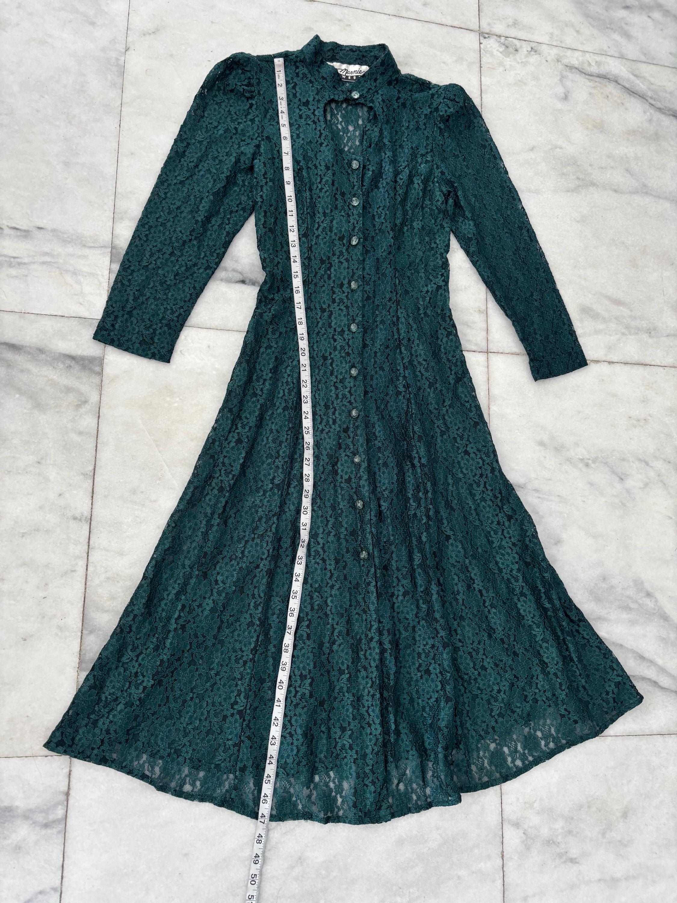 knee length dresses for ladies Dark Green 1960s Lace Off-shoulder Dress