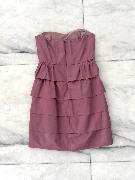 Y2K J. Crew Dress Bryn Strapless Poplin Sweetheart Neck Pink Ruffle Tiered  Womens 6