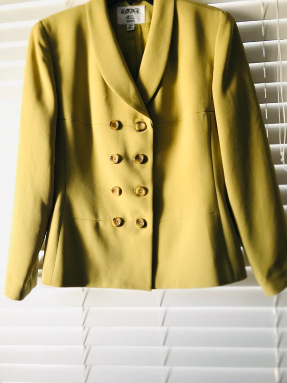 80s Vintage Green Suit Jacket Kasper Womens Blazer - image 8