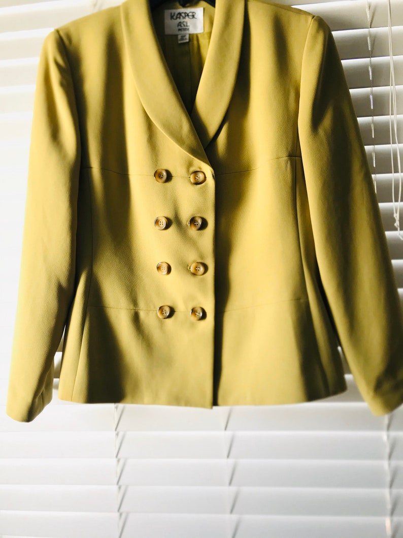 Vintage Suits and Jackets Kasper Womens Blazer Kasper Green Blazer Size 6 Petite 80s Vintage Green Suit Jacket