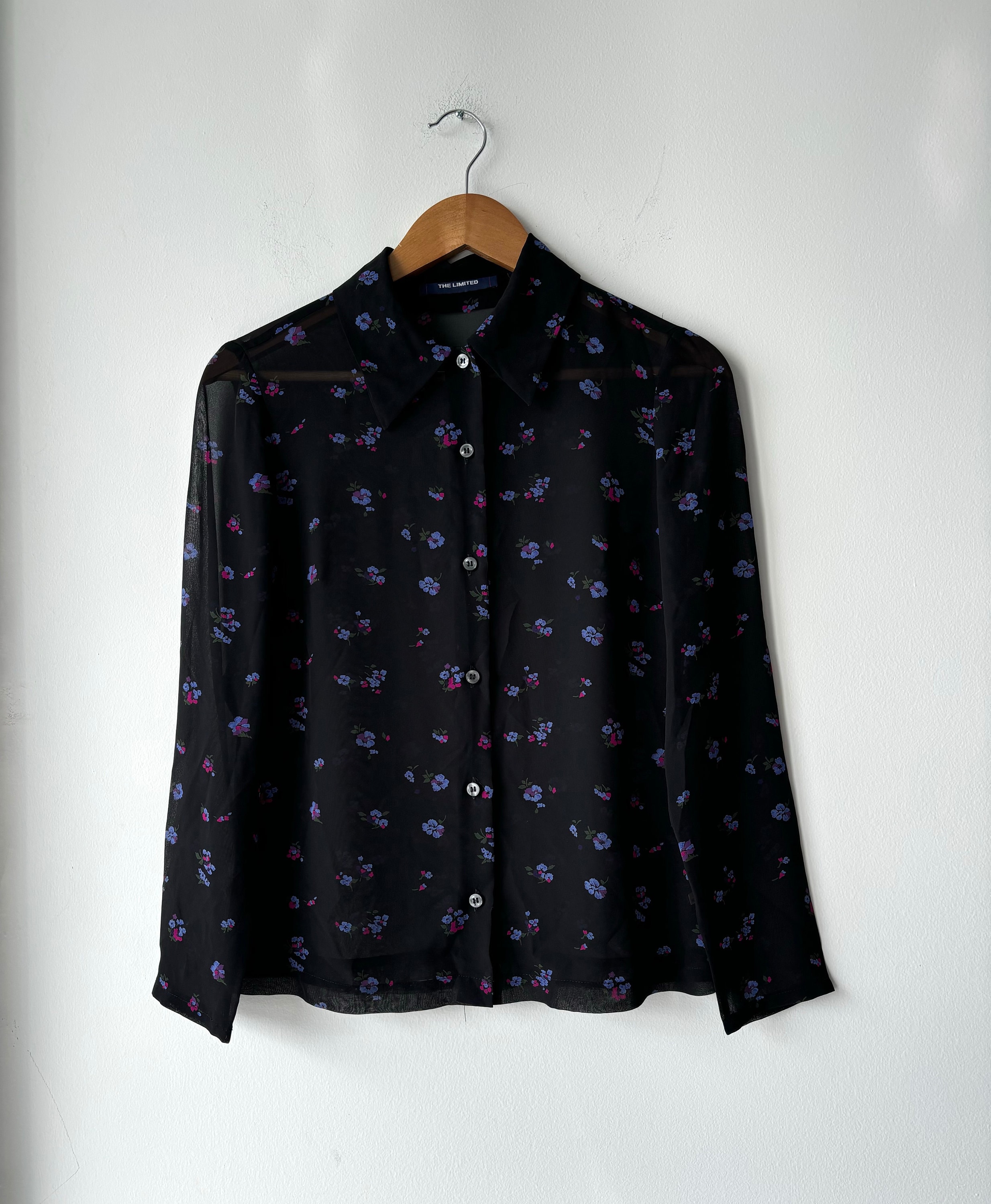 90s Vintage the Limited Black Floral Long Sleeve Sheer 90s Vintage the Limited Black Floral Long Sleeve Sheer