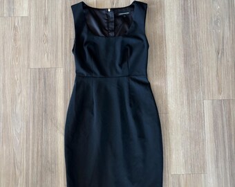 Y2K VTG Express Dress Black Sheath Sleeveless Stretch Office Womens 2 Career 90s