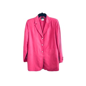 90s Vintage Harve Benard Pink Linen Blend 3 Button Blazer