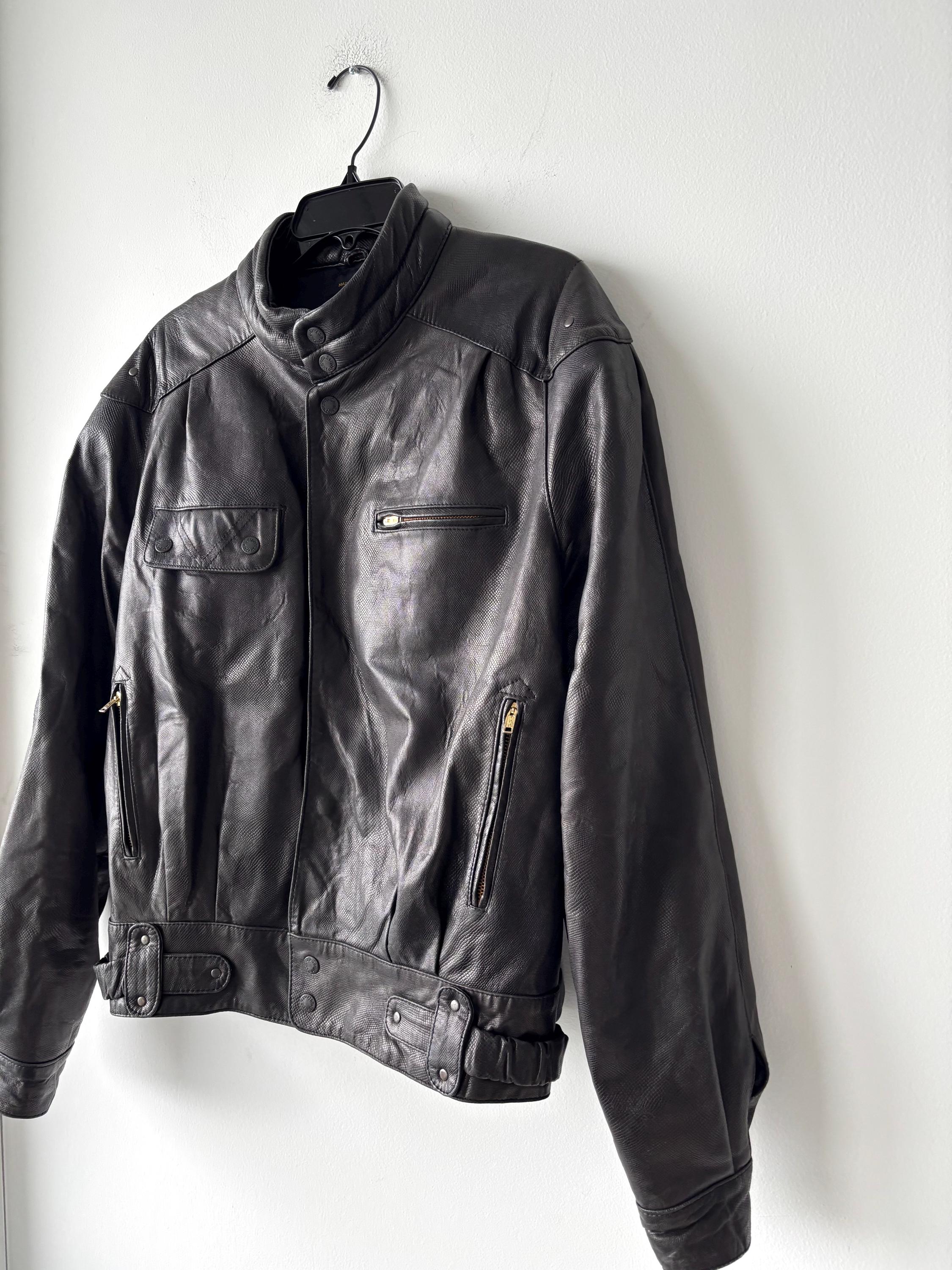 80s Vintage Sergio Valente Leather Bomber Jacket Fighter