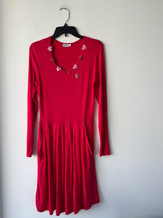 VTG Lalabee Dress Red Pink Hearts Knit Long Sleeve Womens S Valentines  Romantic - Etsy