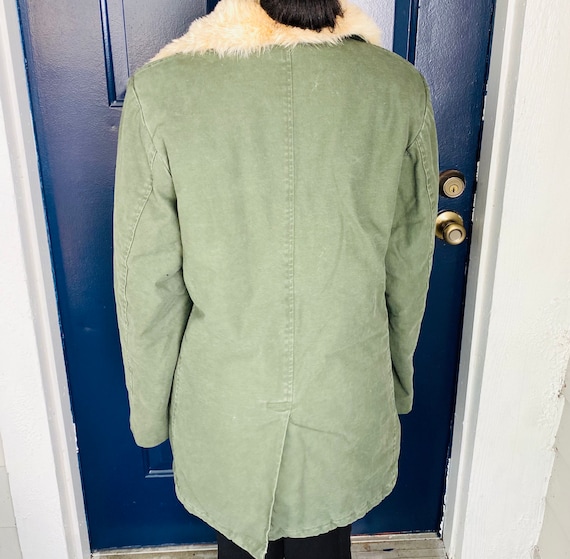 80s Rothco Hunter Green Faux Fur Collar Parka Abrigo Etsy Mexico