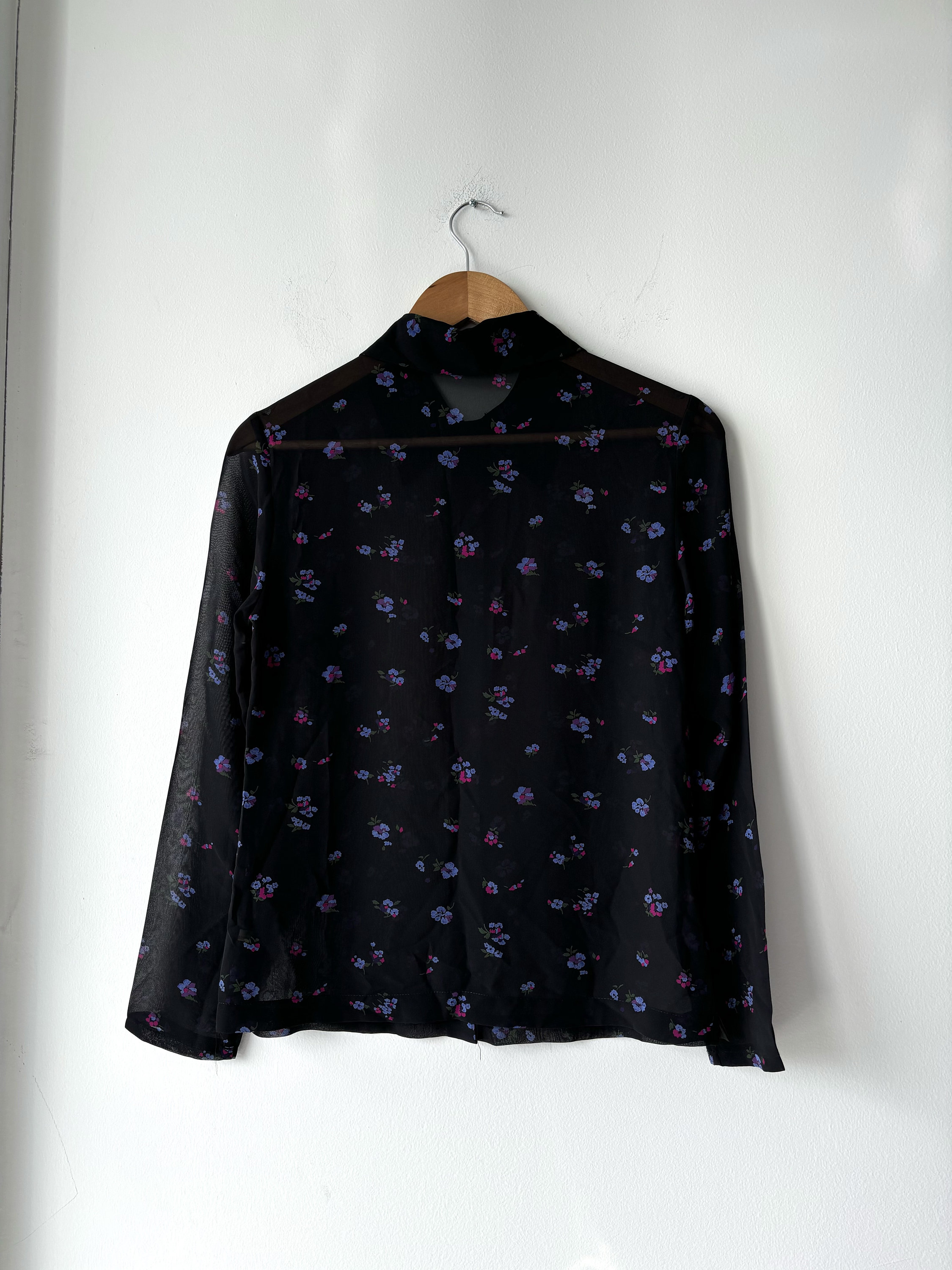 90s Vintage the Limited Black Floral Long Sleeve Sheer