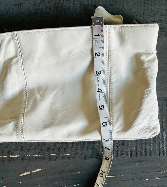 Vintage Genuine Leather Off White Color Clutch Bag - image 5