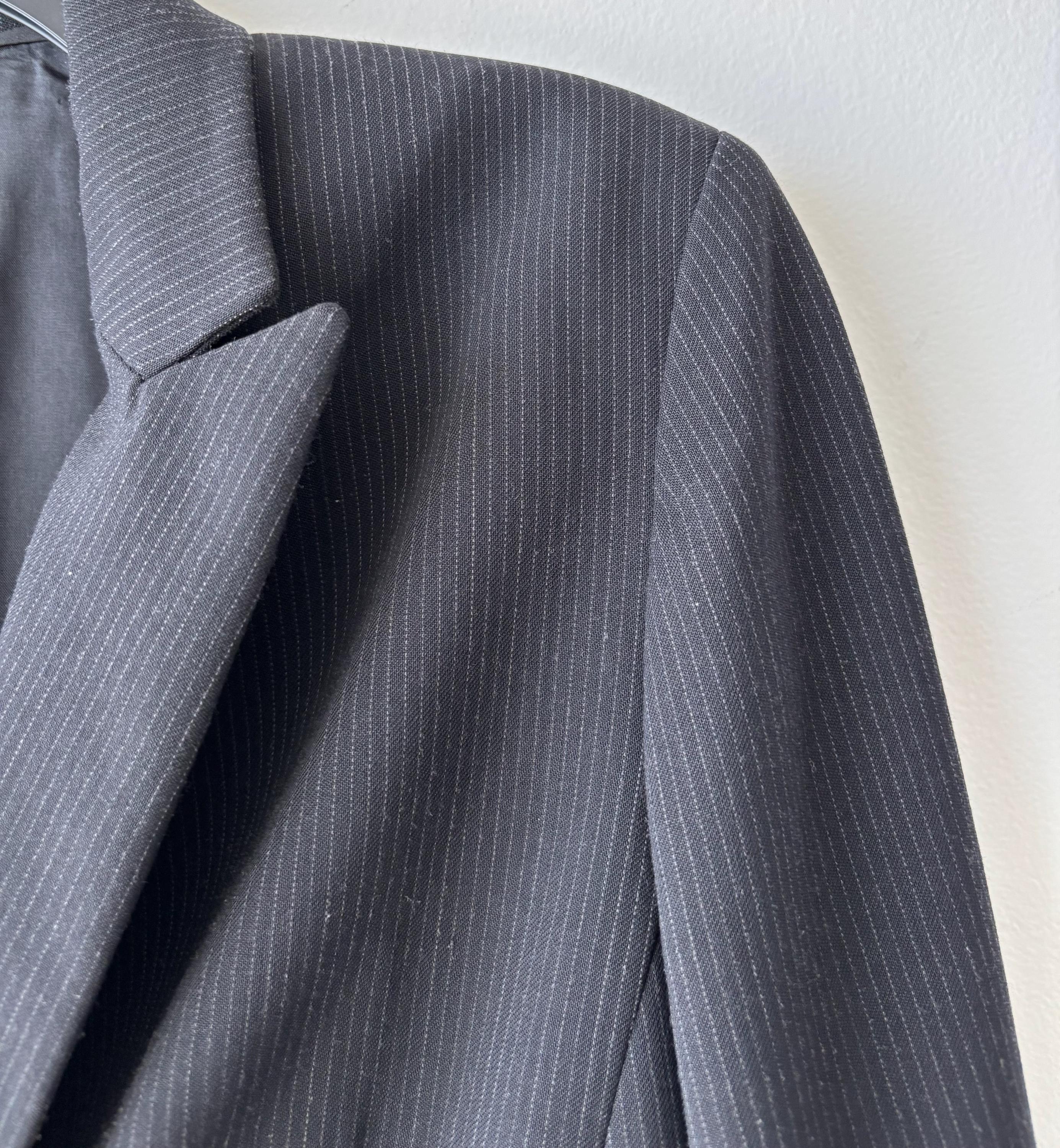 Veste Blazer Ann Taylor Femme - Taille 8, Noir Rayé, Longue, Occasion Très Bon état