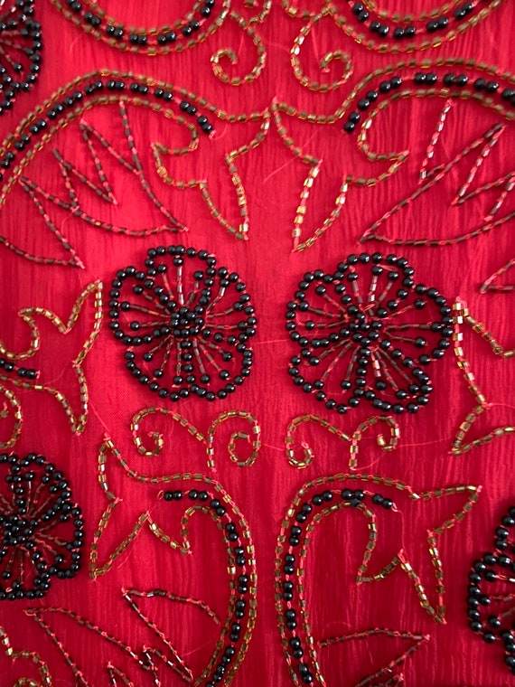 Stenay 80s Vintage Red Sequin Silk Floral Embroid… - image 3