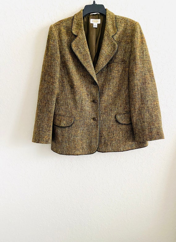 Talbots Vintage Brown Orange Tweed 3 Button Blazer