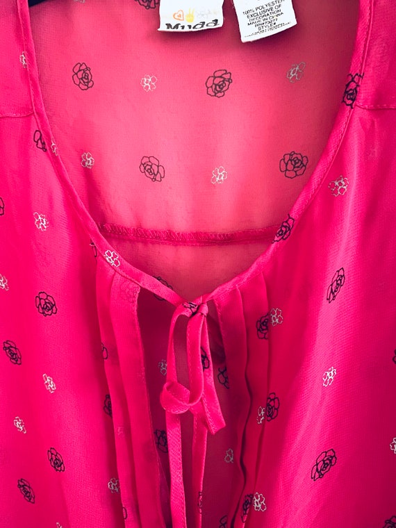 Mudd Y2K Vintage Pink Chiffon Pleated Blouse Size… - image 5