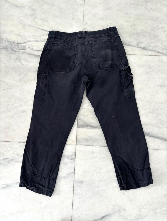 Men's Cargo Pants 38x32 Navy Blue Distressed Baggy Utility