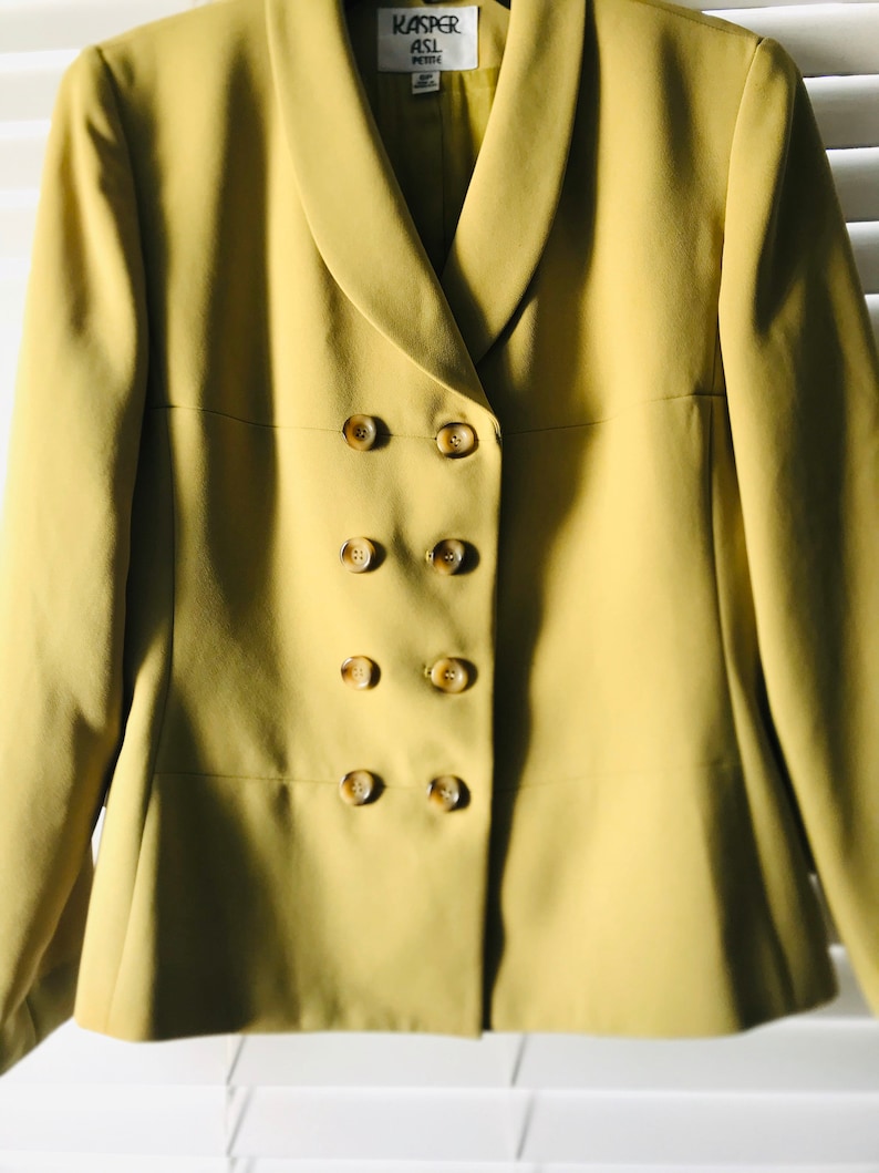 Vintage Suits and Jackets Kasper Womens Blazer Kasper Green Blazer Size 6 Petite 80s Vintage Green Suit Jacket