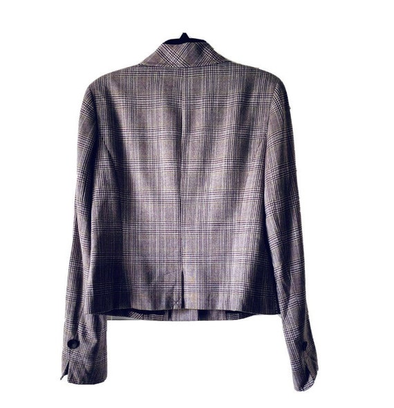 90s Kate Hill Purple Plaid Wool Blend Blazer 90s … - image 6