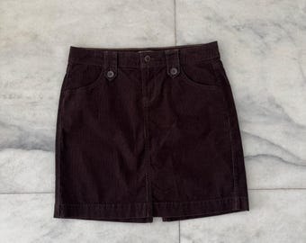 Y2K Old Navy Mini Skirt Corduroy Brown Pockets Cotton Womens 4 Preppy Academia