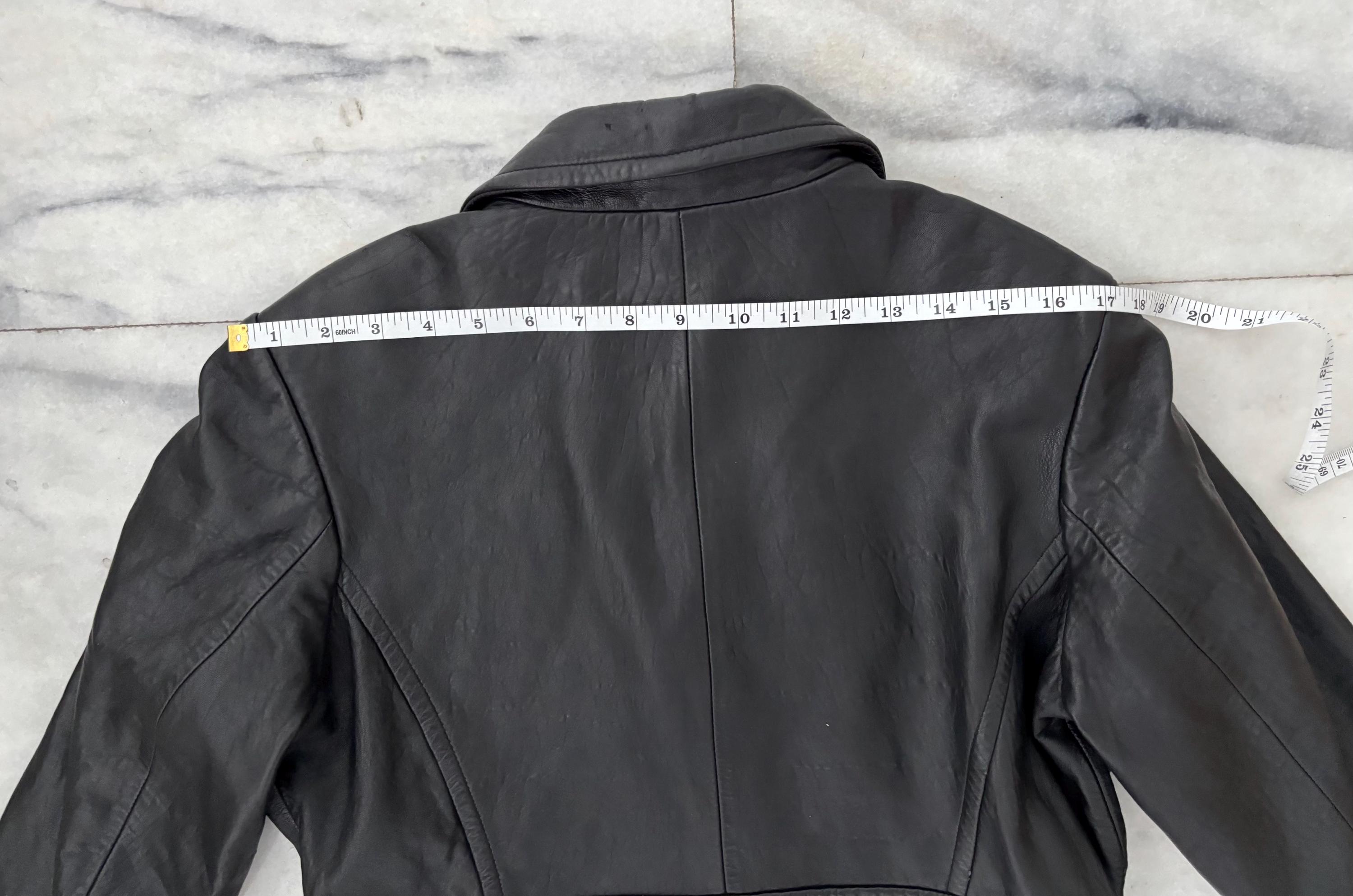 VTG Merona Leather Jacket Black Collared Lined Womens Large 90s