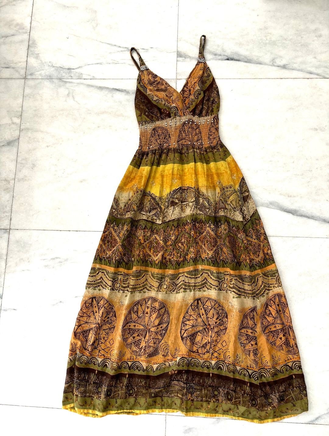 knee length dresses for ladies Plus Size Printed V-Neck Long Sleeve Maxi Dress  Charming Charlie