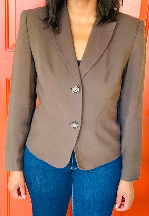 90s Ann Taylor Brown Blazer Brown Jacket Size 4 W… - image 2