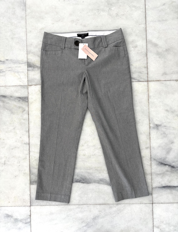 banana republic grey dress pants Y2K Crop Gray Stretch Low Rise Women 8P NWT Office Minimalist 90s 80% Polyester