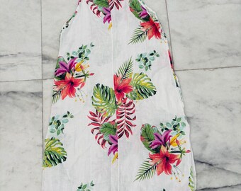 lungo l'arno linen dress marshalls Lungo L'arno Linen Dress Womens Size Small White Floral Midi Coastal Beach