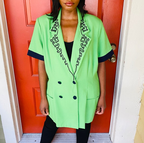 80s Harmony Design Lime Green Retro Blazer 80s Vi… - image 3