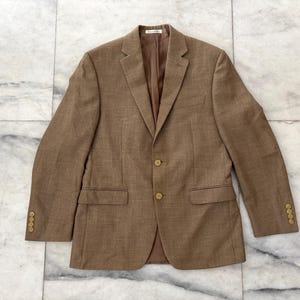 Vintage Lauren Ralph Lauren Blazer Leinenmischung Zwei Knopf Sport Mantel Tan Jacke Herren 38R