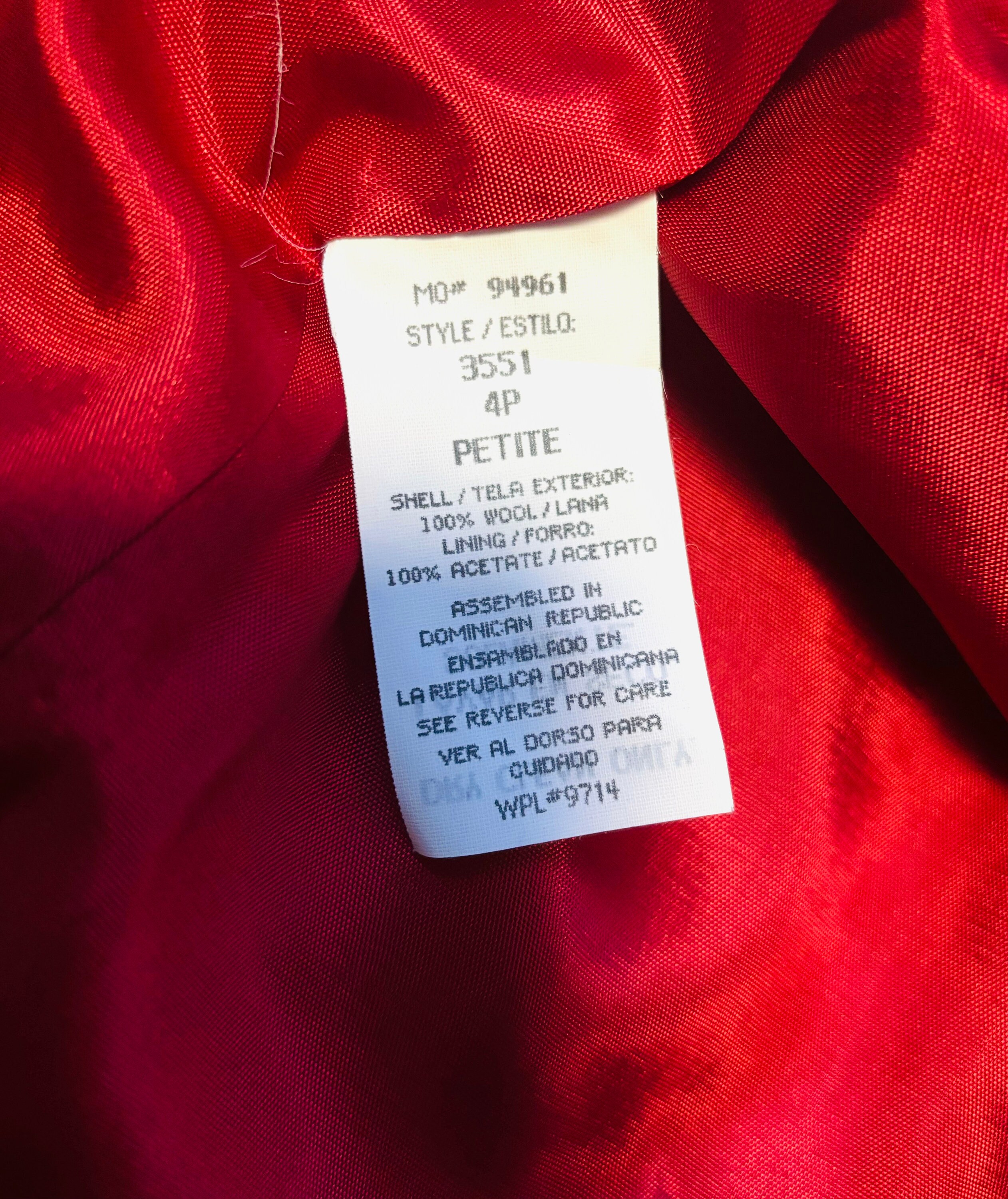 ジャケット・アウター [SullneArchives] 90s Wool Mode Blouson Savannah 90s Vintage Red 1 Button 100% Wool Blazer Size 4P
