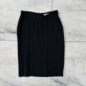 Vintage Karl Lagerfeld Pencil Skirt Black 100% Silk Womens French Size 40 US 8 Office Corporate