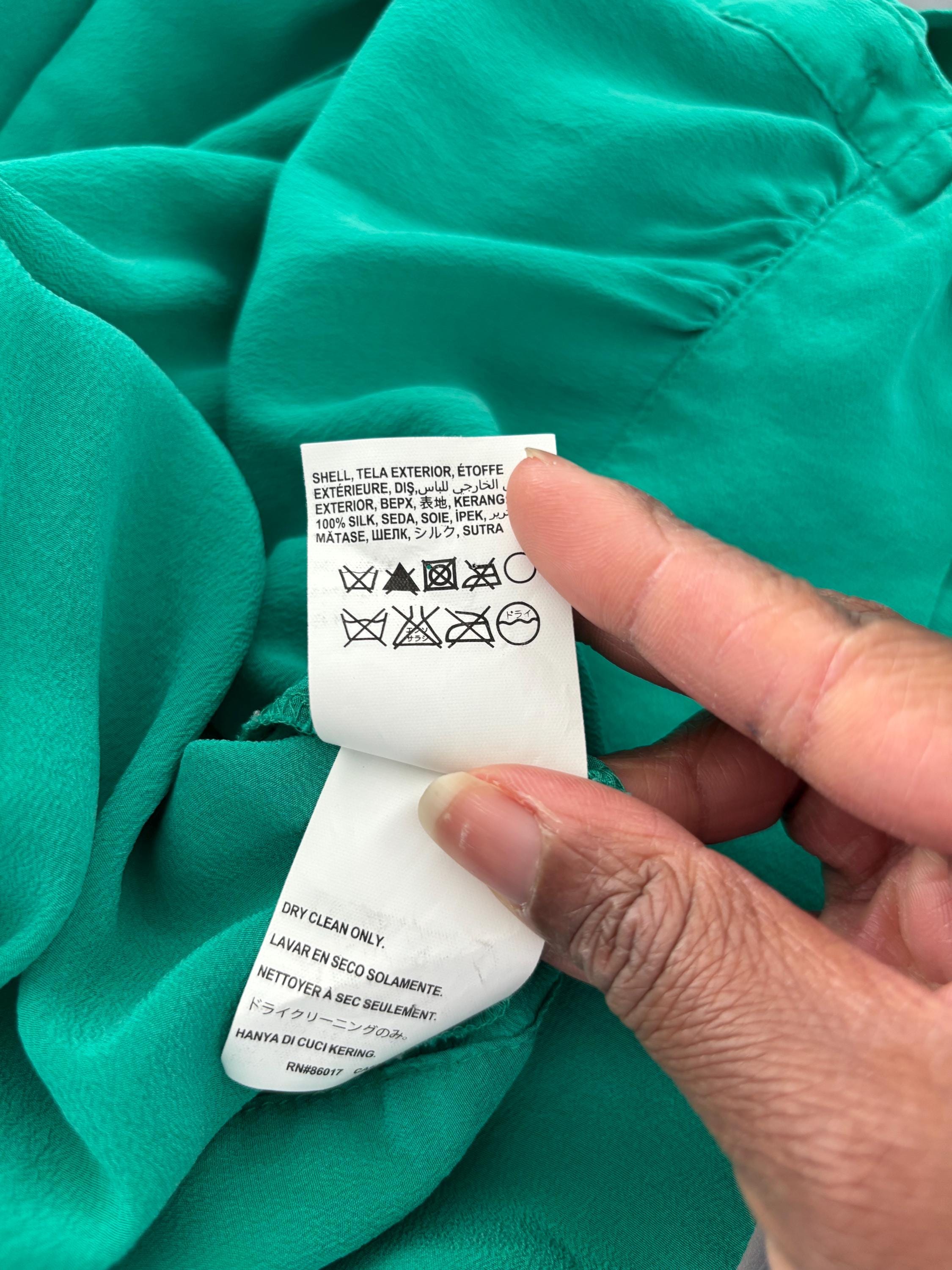 Y2K BEBE Tank Top Green Silk Button up V-neck Tie Racerback Womens