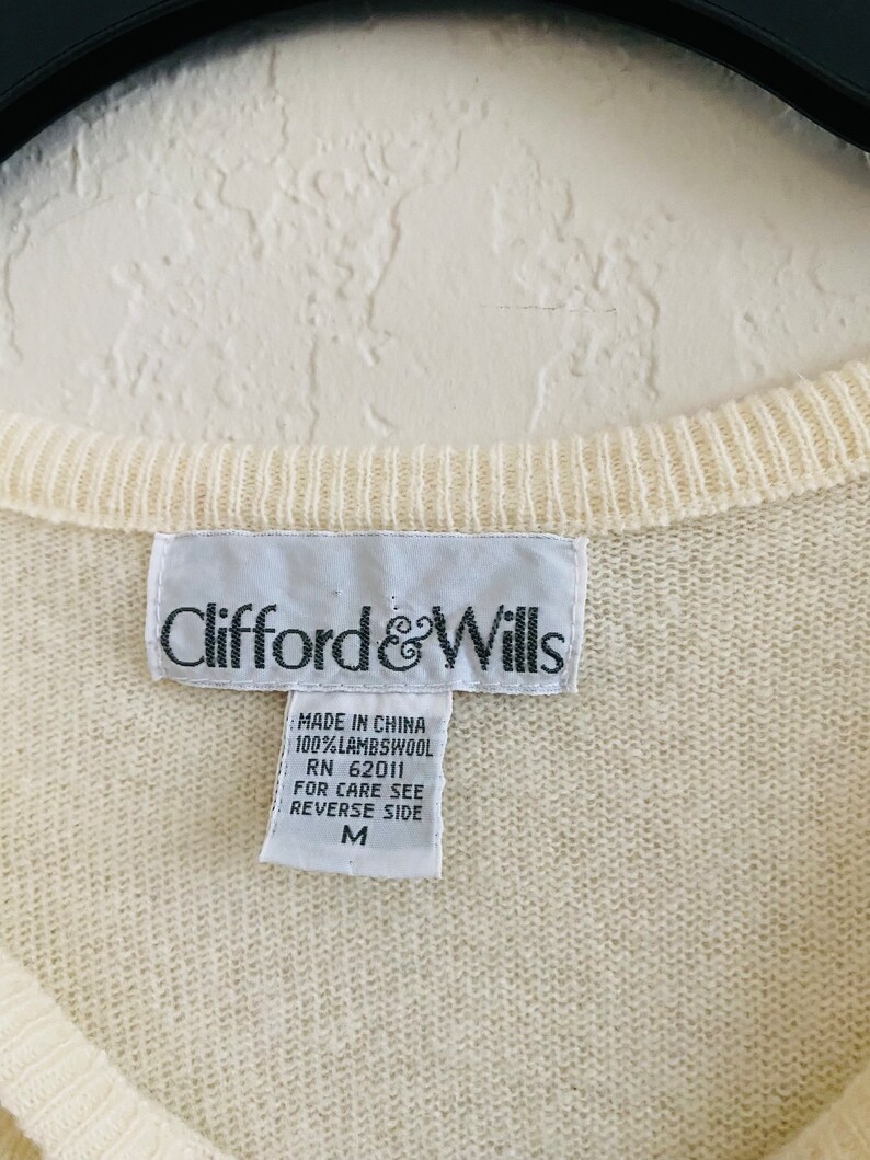 80s Vintage Clifford & Wills Ivory Lambswool Pullover Sweater image 5