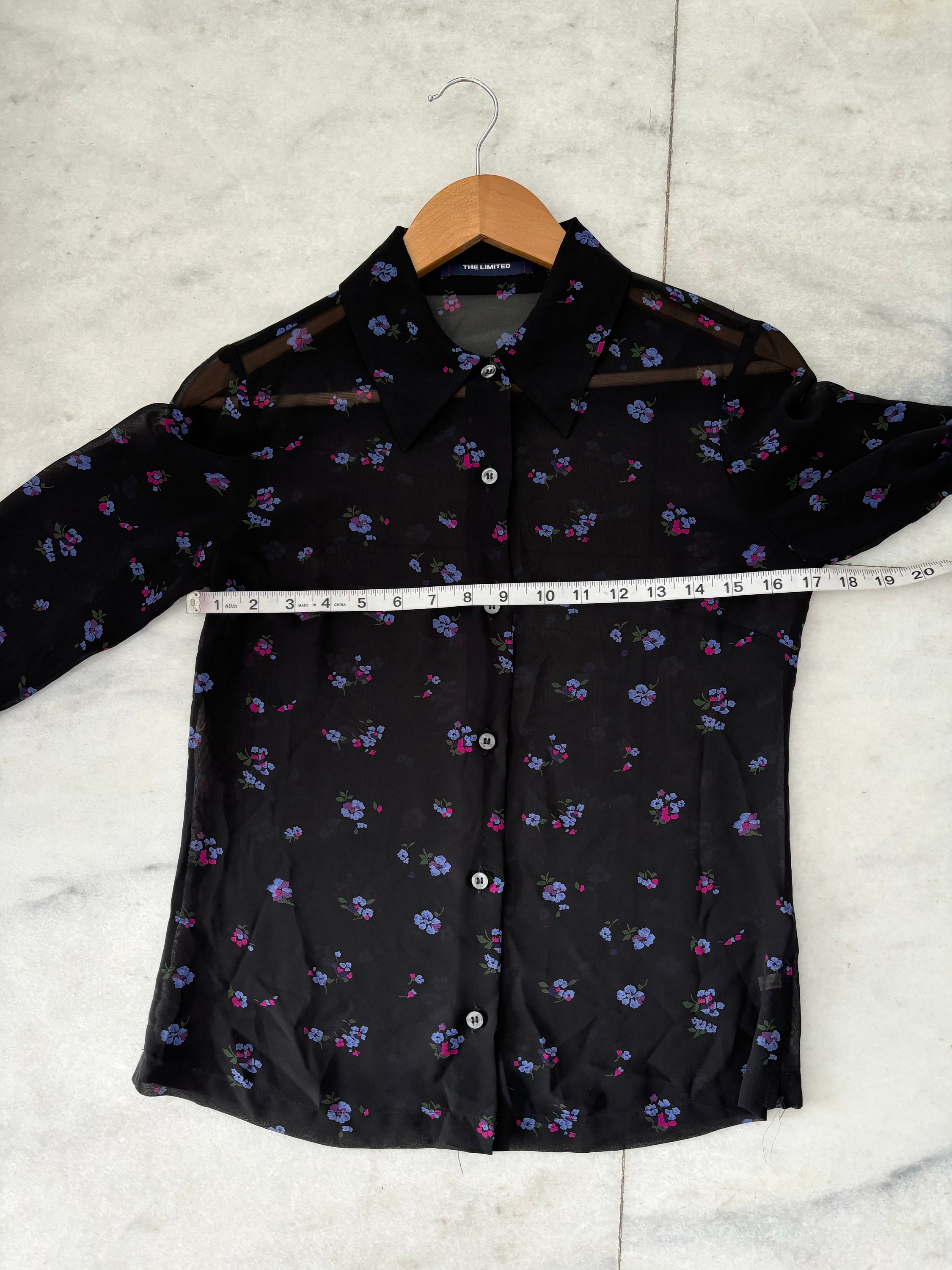 90s Vintage the Limited Black Floral Long Sleeve Sheer 90s Vintage the Limited Black Floral Long Sleeve Sheer