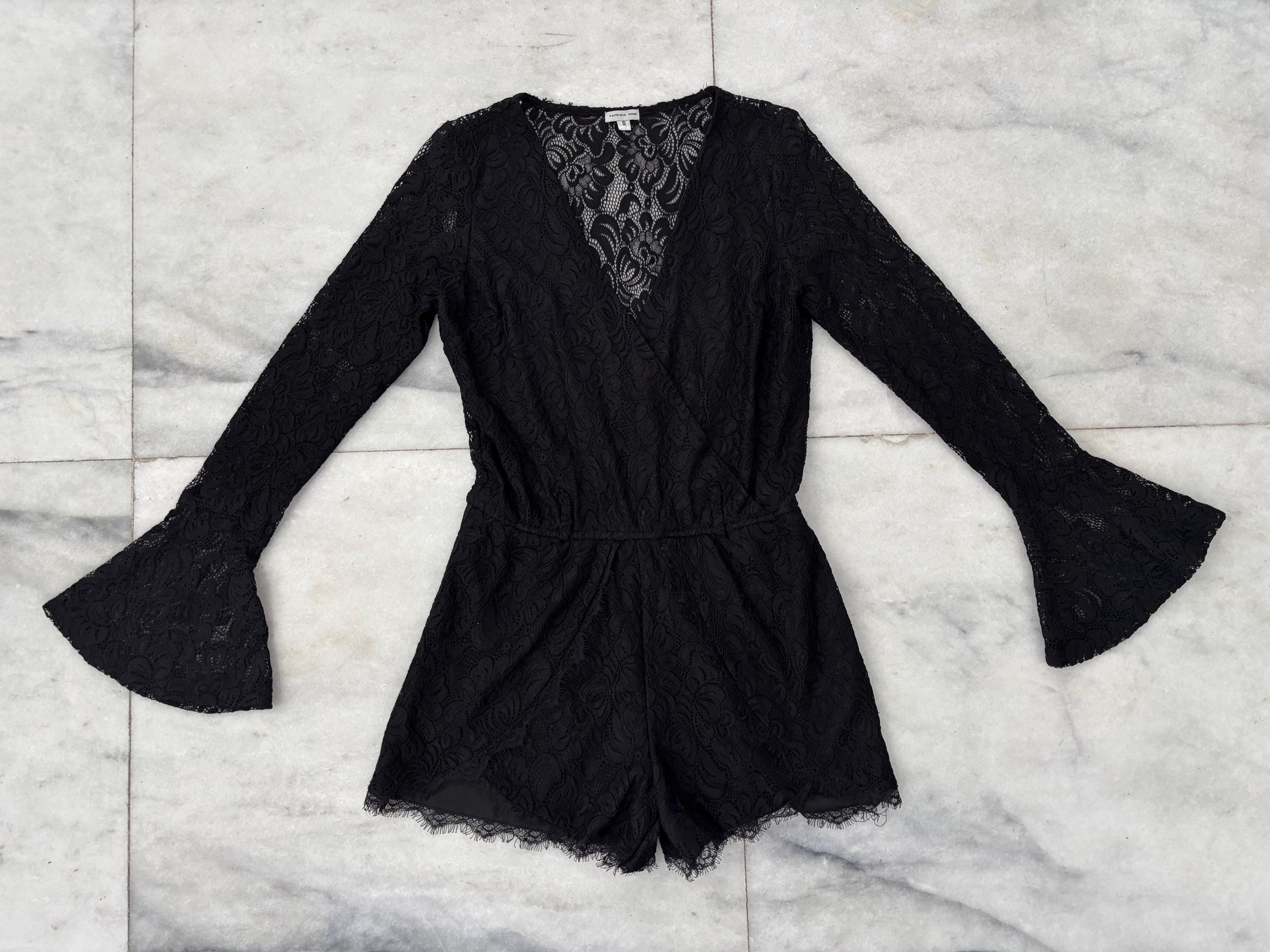 Patricia Timm Romper Black Lace Bell Sleeve Women S Fairy