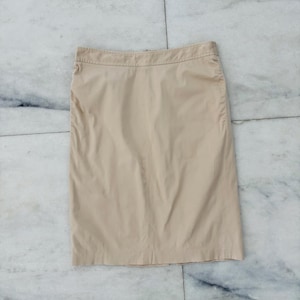 Y2K Vintage BCBGMAXAZRIA Pencil Skirt Beige Cotton Womens 8 Office Editorial Corpcore