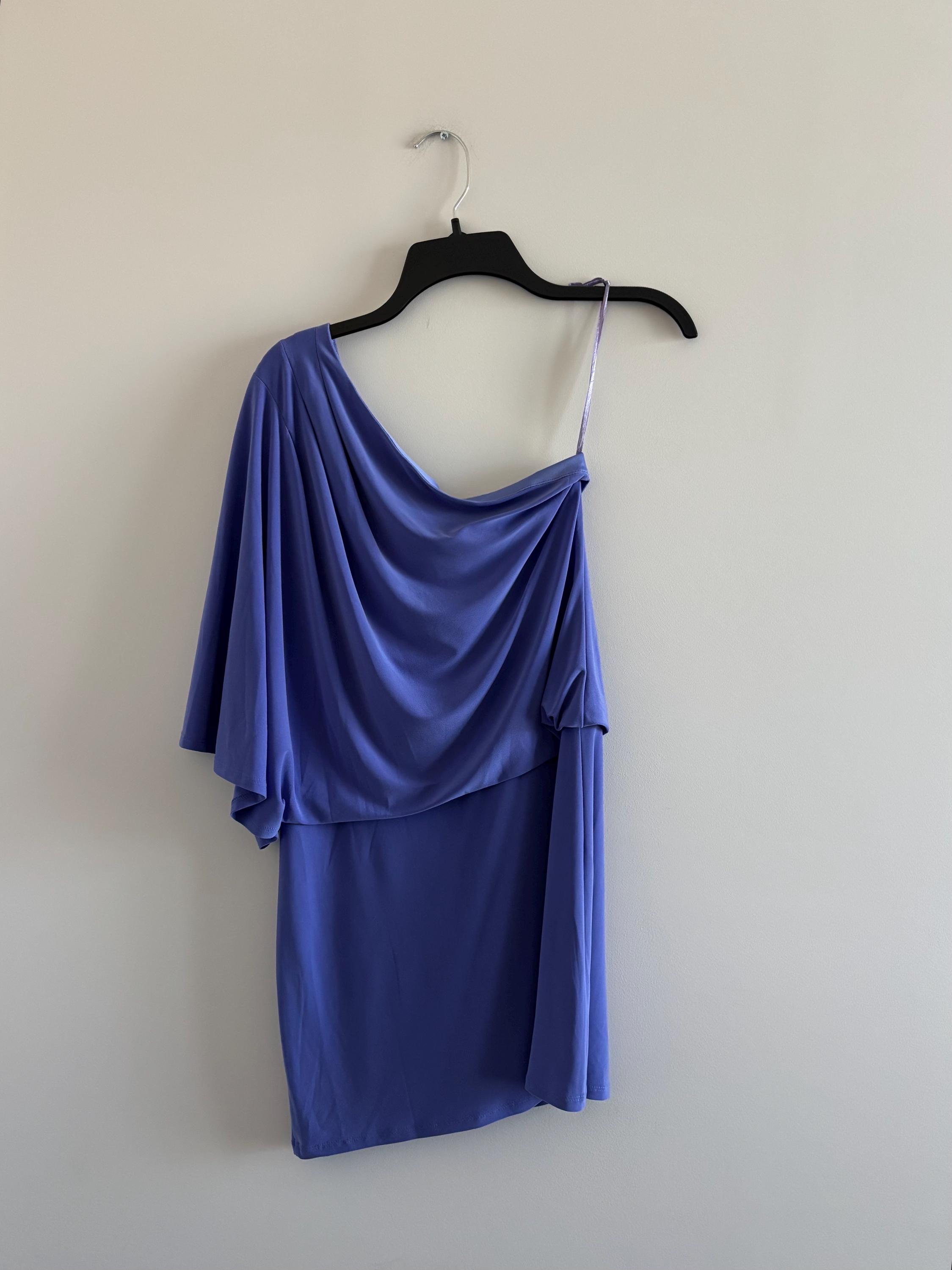 Y2K Jessica Simpson Dress Purple One Shoulder Mini Blouson Womens S Going Out Party