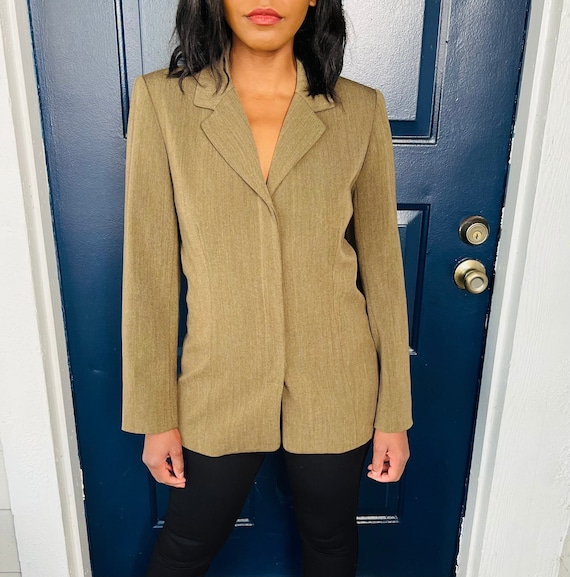 90s VTG Ann Taylor Olive Green Wool Blend Blazer