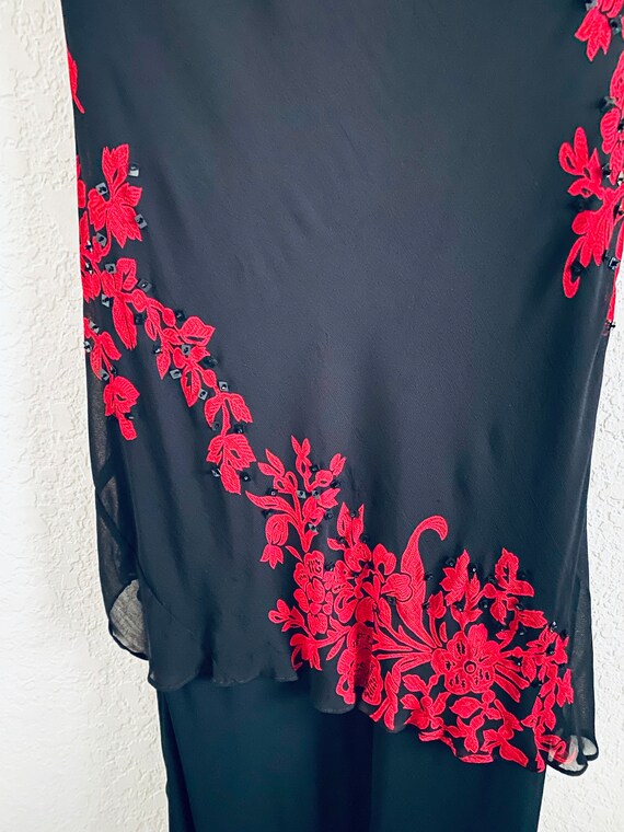 Eva Blue Vintage Cruella Black & Red Lace Sequin … - image 8
