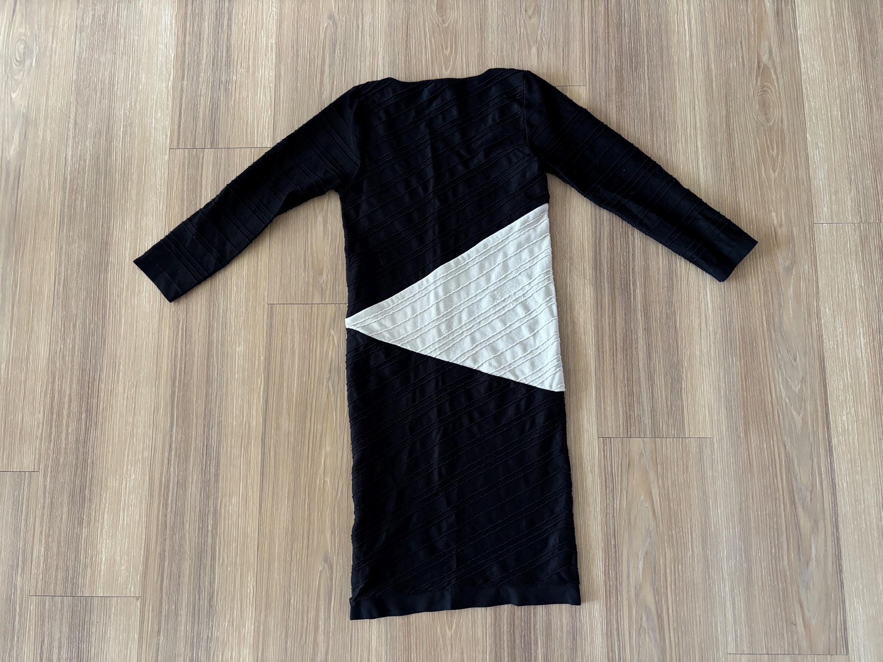 Y2K VTG BEBE Bandage Dress Black White Colorblock Mini Geometric Women M/L USA