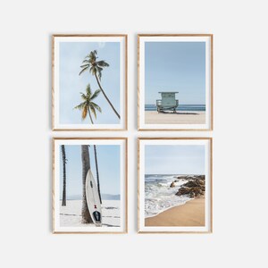 set of 4 prints, printable wall art, coastal prints, beach poster, coastal wall art, set of 4, beach prints, california, digital download