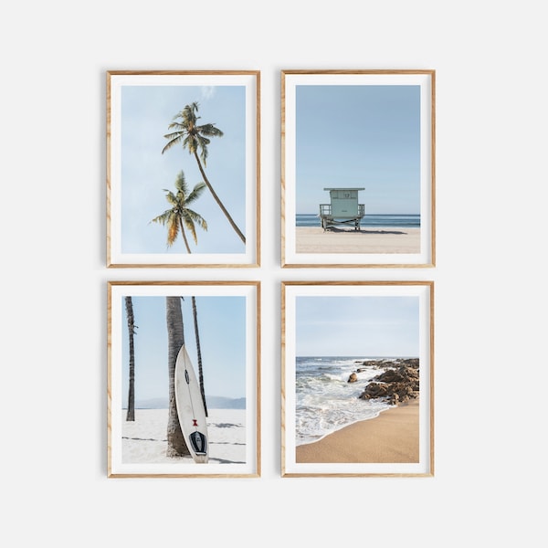 set of 4 prints, printable wall art, coastal prints, beach poster, coastal wall art, set of 4, beach prints, california, digital download